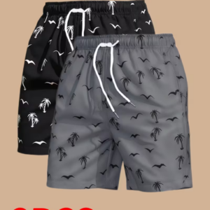 2-Piece Men's Botanical Print Bermuda Shorts Set
