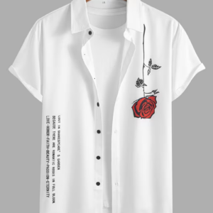 Men's Rose Print Short-Sleeve Shirt