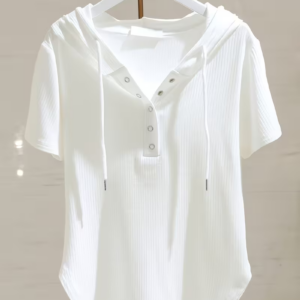 Women's Korean Style Hooded Short-Sleeve T-Shirt