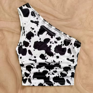Women's Western Cow Print Ruffled Bohemian Top