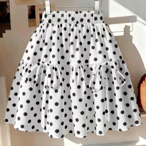 Women's Ruffle Trim Polka Dot Tiered Mini Skirt