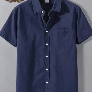 Men's Casual Solid Color Pocket Button-Up Shirt
