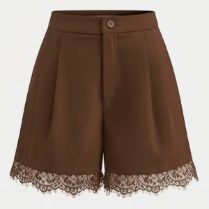Women's High-Waist Lace-Trim Button Shorts