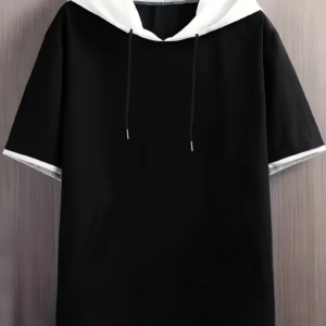 Men's Splicing Hooded Short-Sleeve T-Shirt